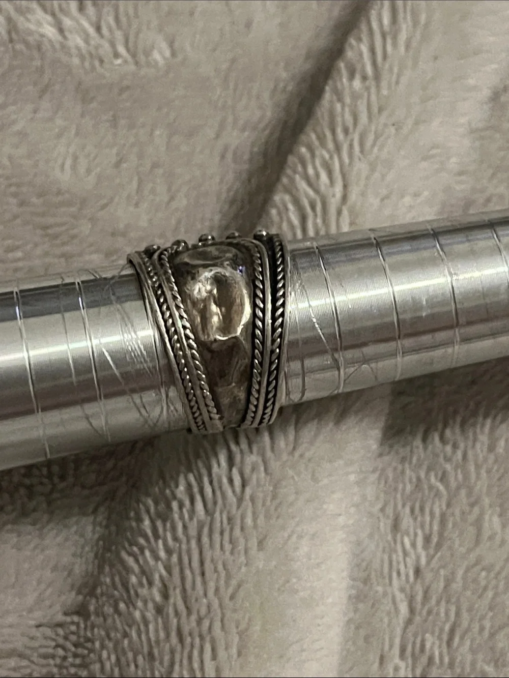 Vintage Sterling Silver Textured Wide Band Ring